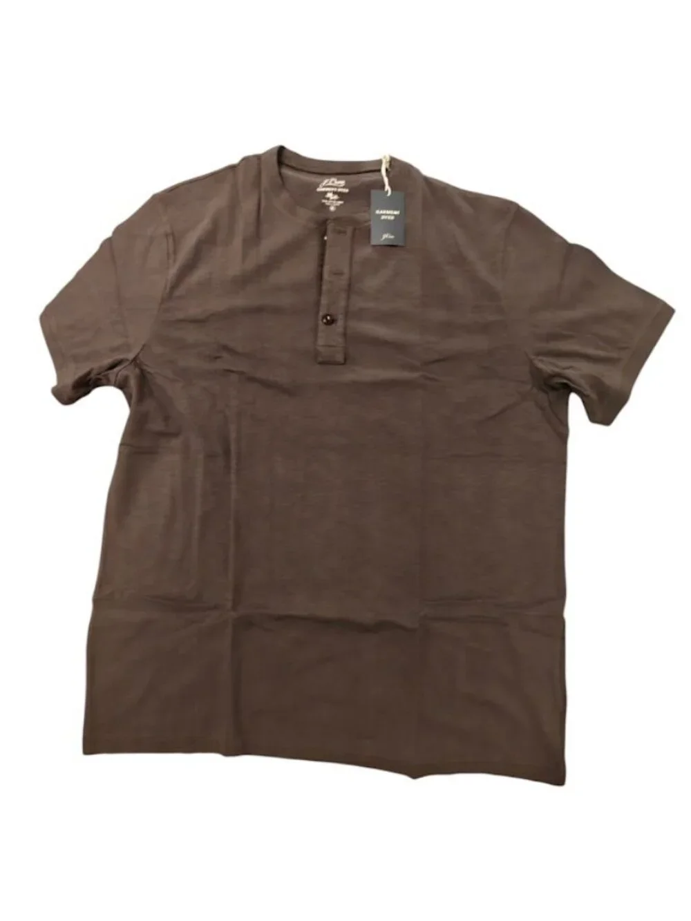 J. Crew Men's Garment Dyed Black XL Short Sleeve Henley Shirt 100 Cotton New